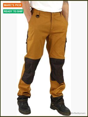 Men's Cargo Construction Flex Work Pants Double Knee Reinforcement Stretch
